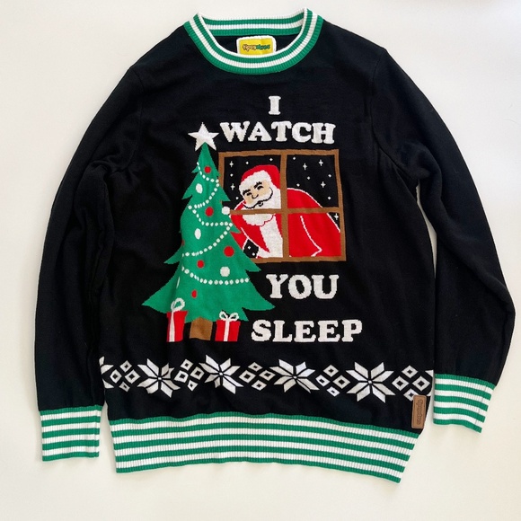 Tipsy Elves I Watch You Sleep Ugly Christmas Sweater - Picture 3 of 4
